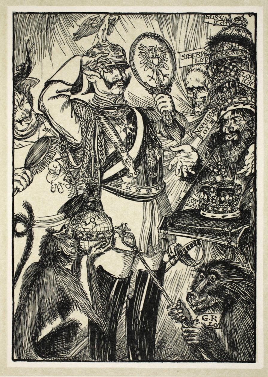Pour les Beaux Yeux du Kaiser, kuvitus Edmund J. Sullivanin Kaiserin seppeleestä, pub. 1916 tekijältä Edmund Joseph Sullivan