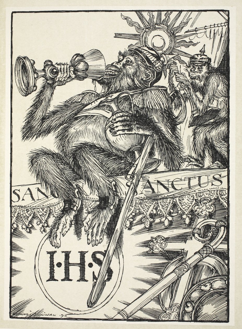 Kulturin siunattu sakramentti (pyhitys), kuva Edmund J. Sullivanin Keisarin seppeleestä, pub. 1916 tekijältä Edmund Joseph Sullivan