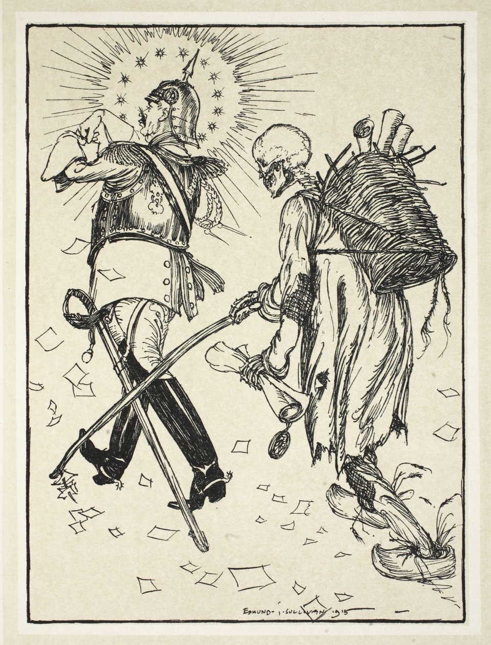 Ragpicker (Le Chiffonier), kuvitus Edmund J. Sullivanin Keisarin seppeleestä, pub. 1916 tekijältä Edmund Joseph Sullivan
