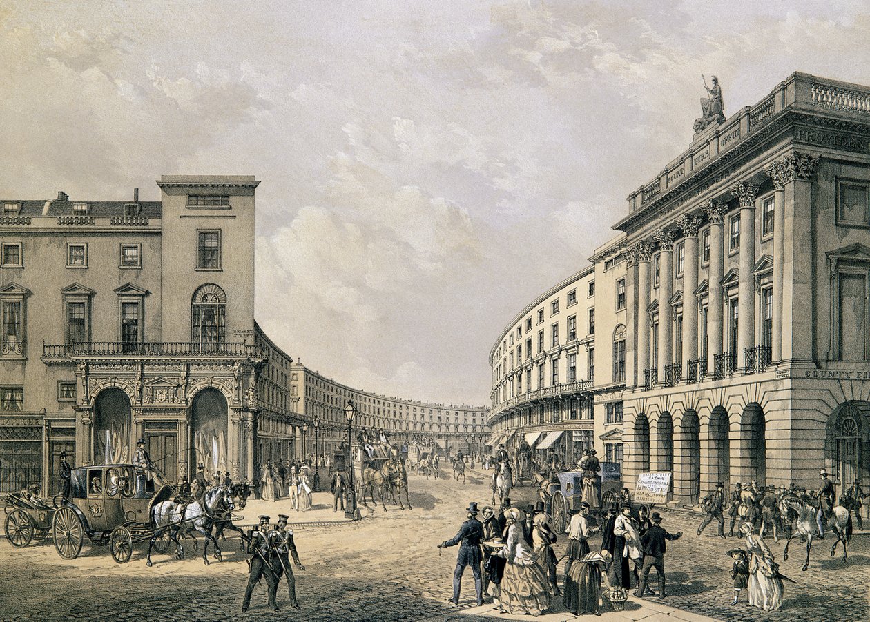 Quadrant, Regent Street, pubi. 1852 (litografia) tekijältä Edmund Walker