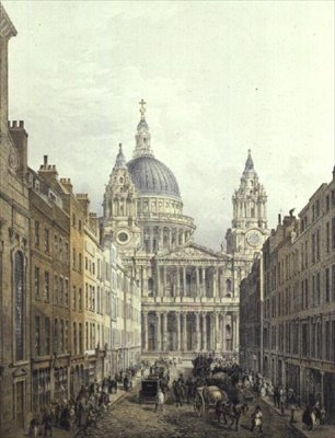 Pyhän Paavalin katedraali, Ludgate Hill, pubi. 1852, LLoyd Bros. & Co. (akvatinta) tekijältä Edmund (after) Walker