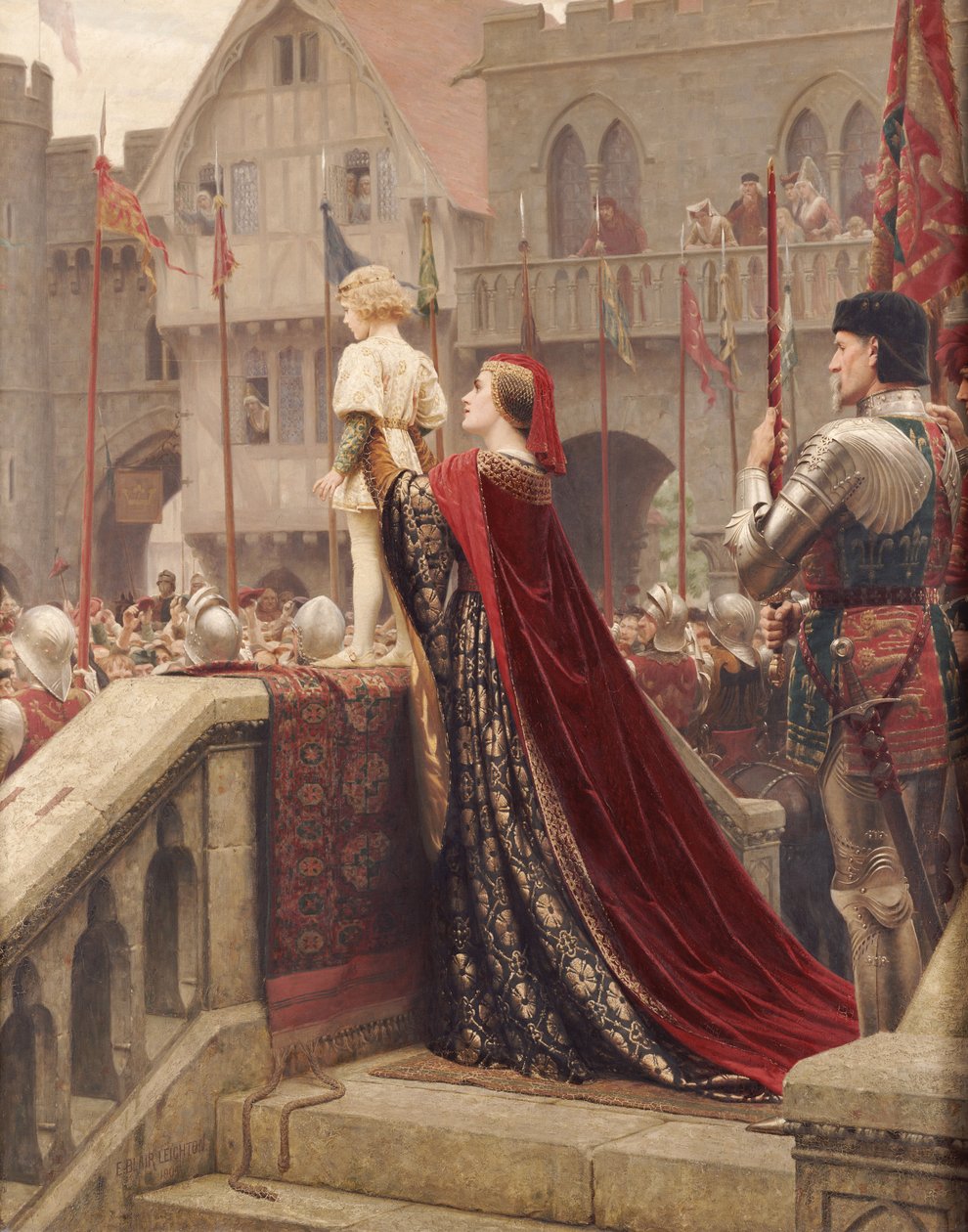 Pikku prinssi todennäköisesti ajoissa siunaamaan kuninkaallisen valtaistuimen, 1904 tekijältä Edmund Blair Leighton