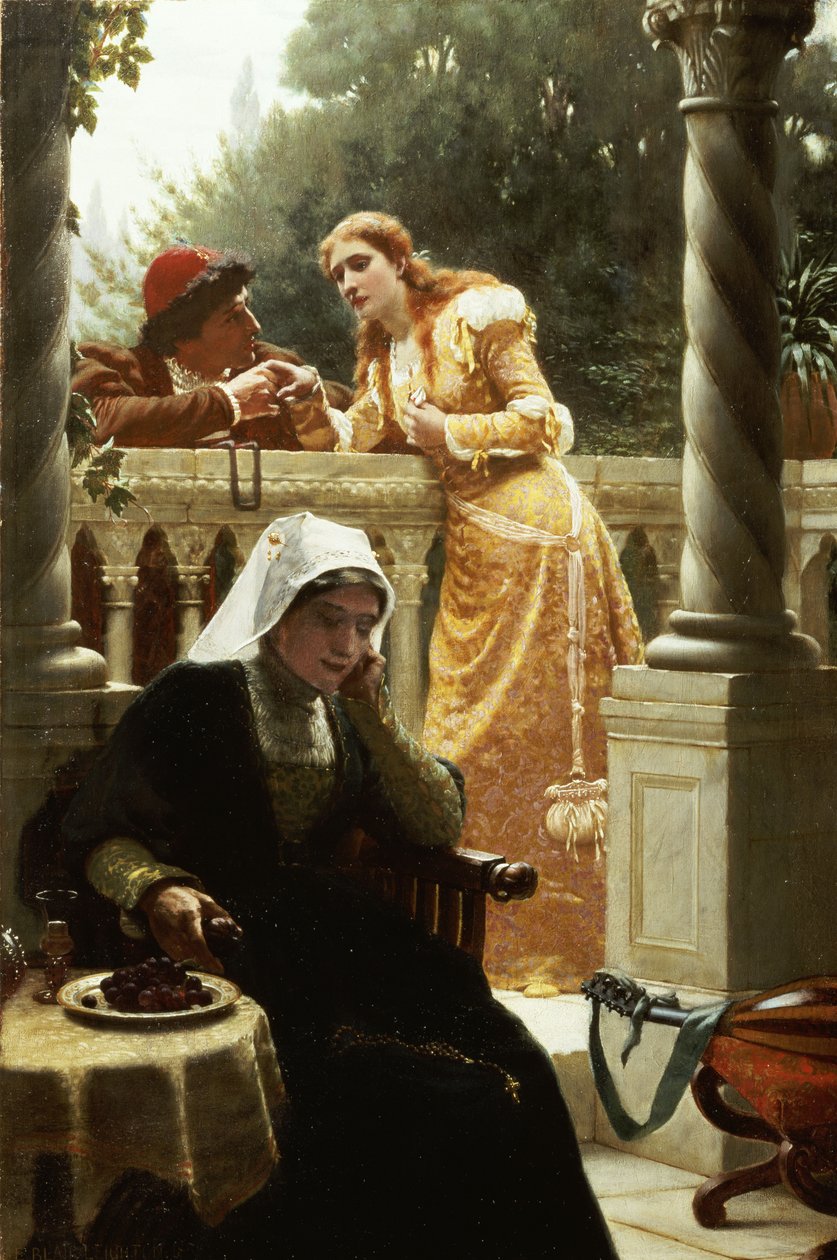 Varastettu haastattelu, 1888 tekijältä Edmund Blair Leighton