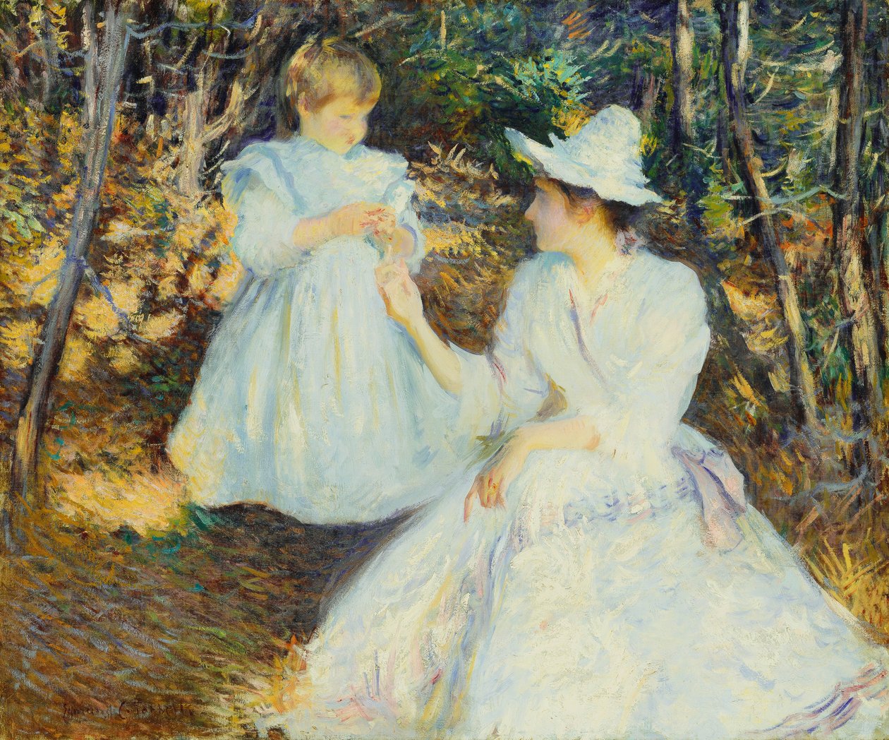 Äiti ja lapsi Pine Woodsissa tekijältä Edmund Charles Tarbell