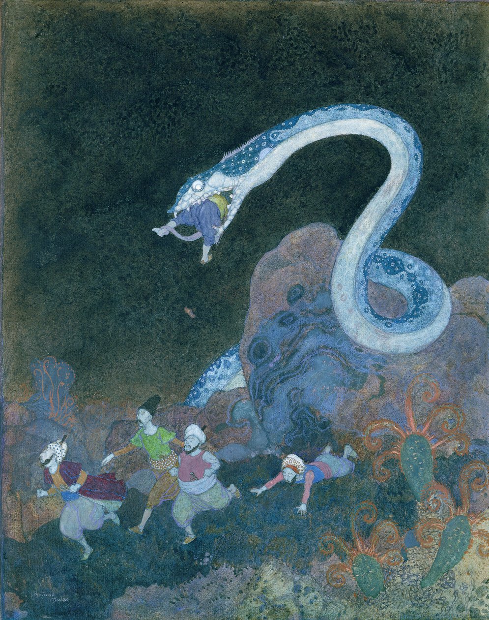 Serbialainen satu: Käärmeen episodi (akvarelli paperille) tekijältä Edmund Dulac