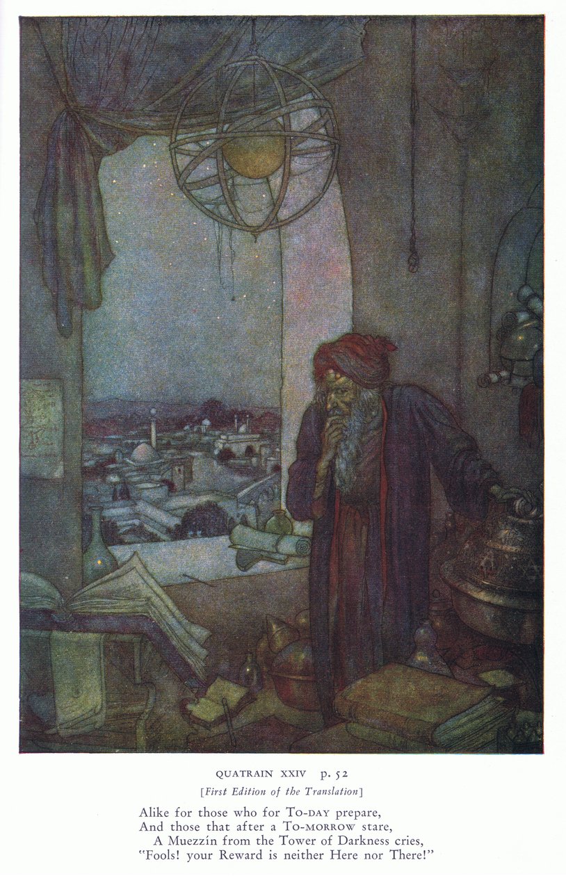 Samanlainen niille, jotka tänään valmistautuvat (värilitografia). tekijältä Edmund Dulac