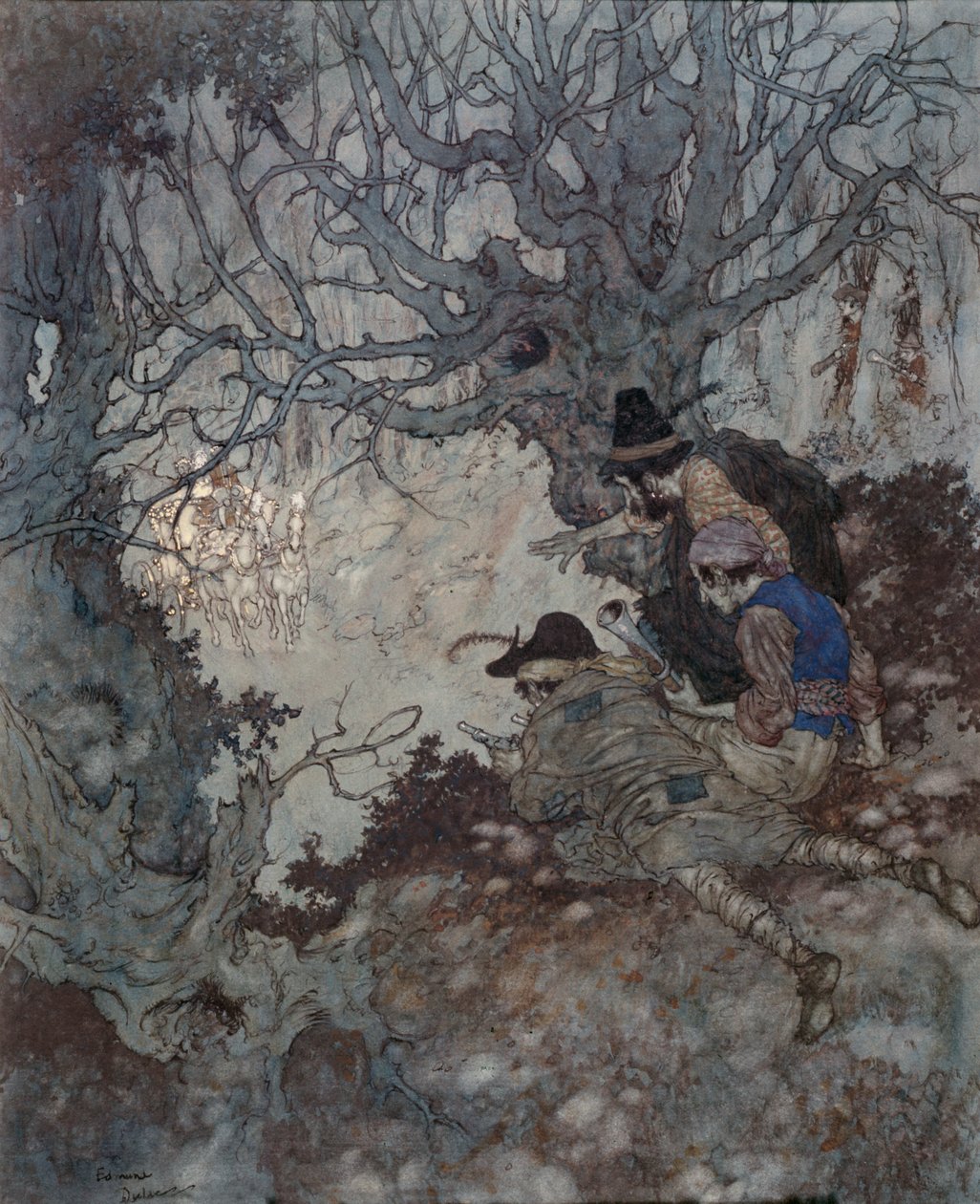 Se on kultaa, se on kultaa!", kuvitus Hans Christian Andersenin "Lumikuningattaresta". tekijältä Edmund Dulac