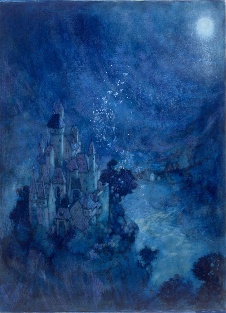 Yölliset piikit (vesiväri paperille) tekijältä Edmund Dulac
