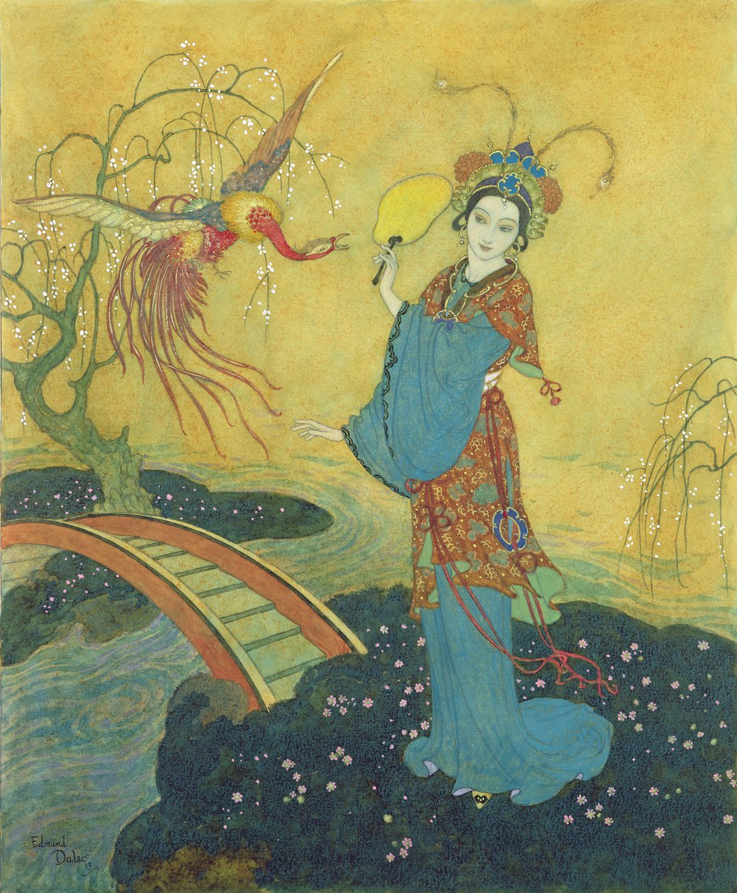 Prinsessa Badoura, kuvitus teoksesta Prinsessa Badoura, Tarina Arabian öistä, Laurence Housmanin uudelleenkertomana. tekijältä Edmund Dulac