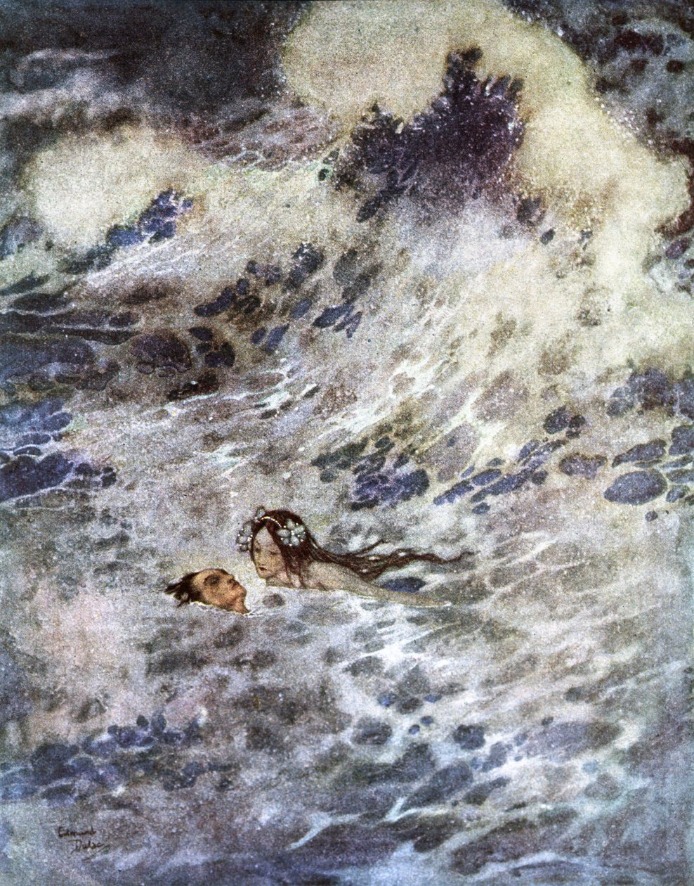 Pieni merenneito (litografia) tekijältä Edmund Dulac