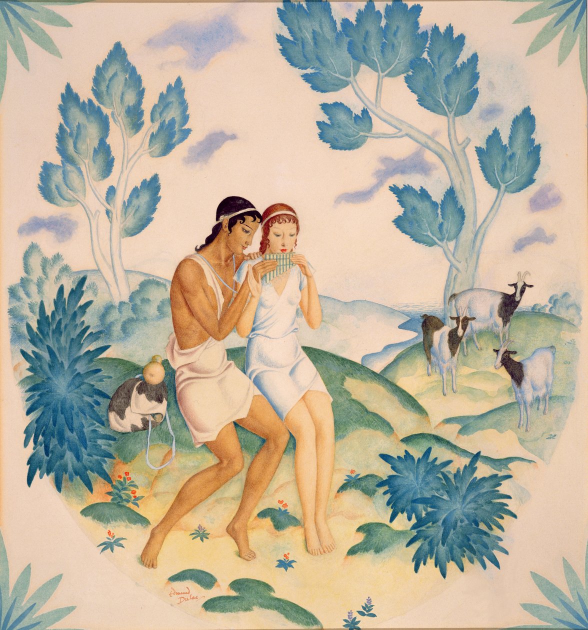 Nuori pari, Daphnis ja Chloe (akvarelli paperille) tekijältä Edmund Dulac