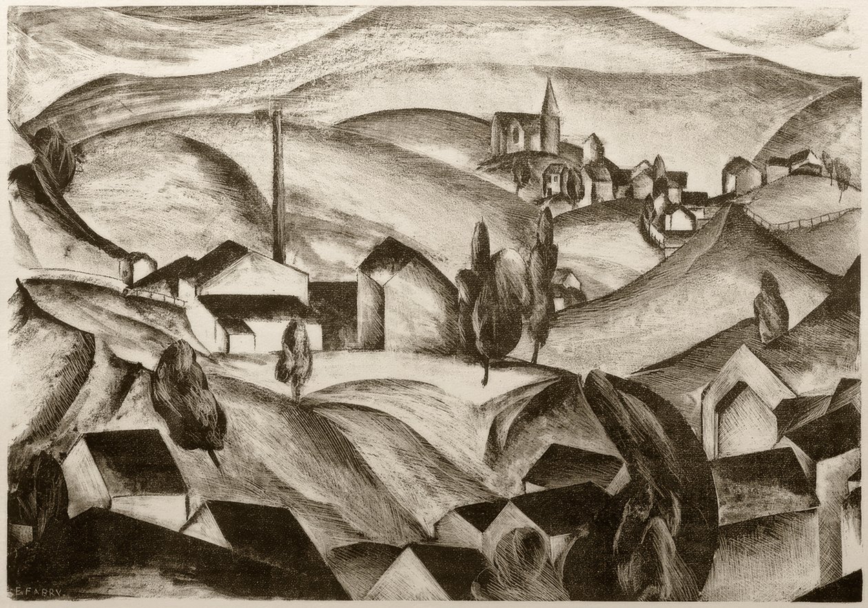 Landschaft mit Häusern tekijältä Edmund Fabry