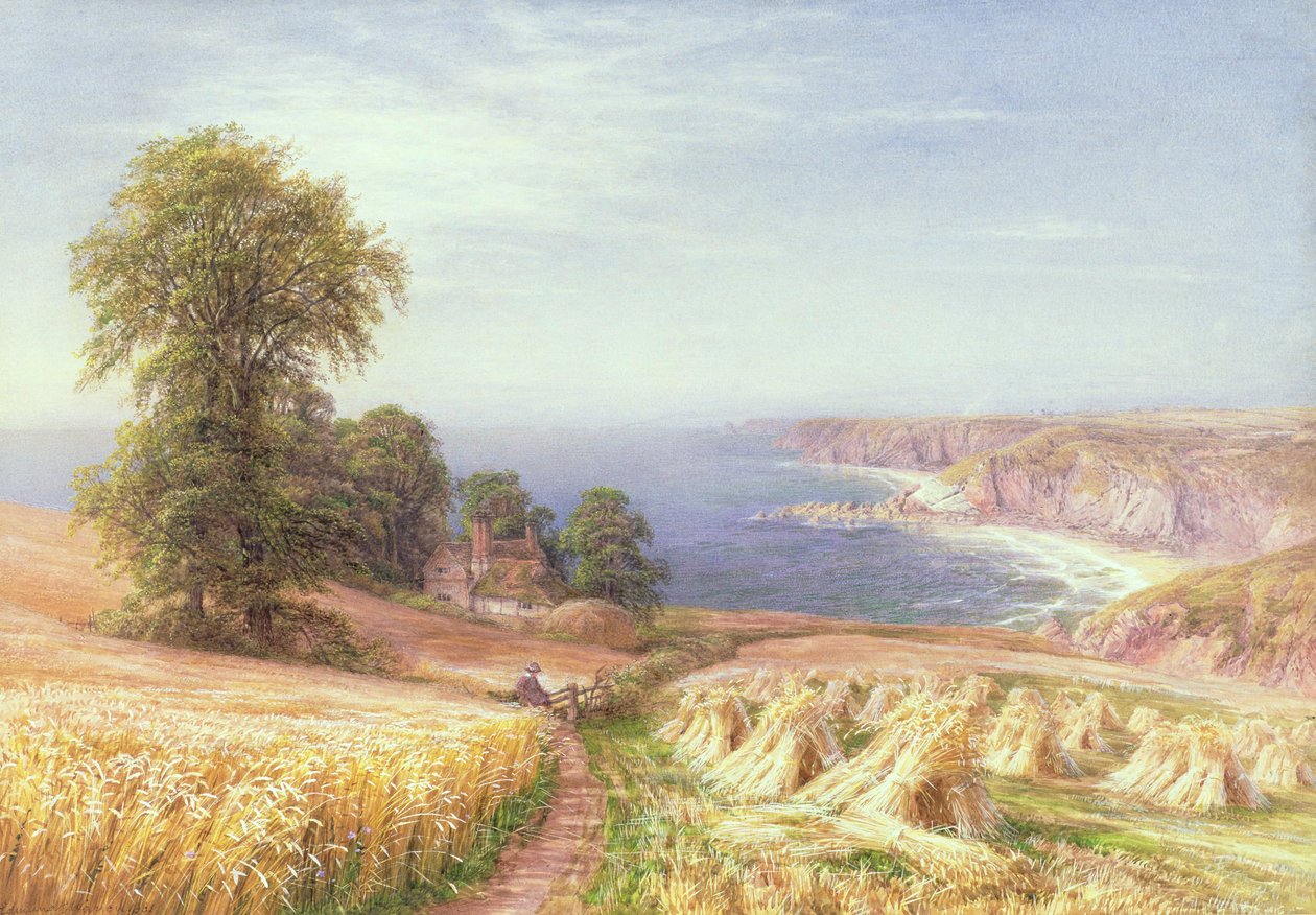 Sadonkorjuuaika meren rannalla, 1881 tekijältä Edmund George Warren