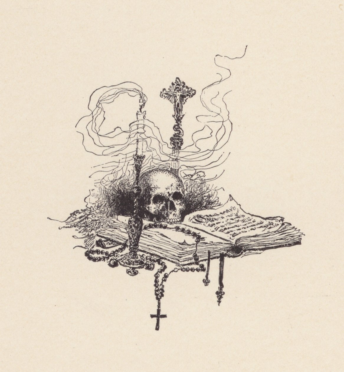 Kuvitus John Keatsin teokseen The Eve of St Agnes (litografia). tekijältä Edmund Henry Garrett