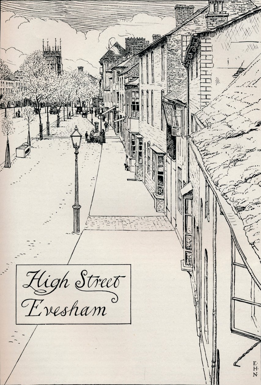 High Street Evesham, 1800-luku tekijältä Edmund Hort New