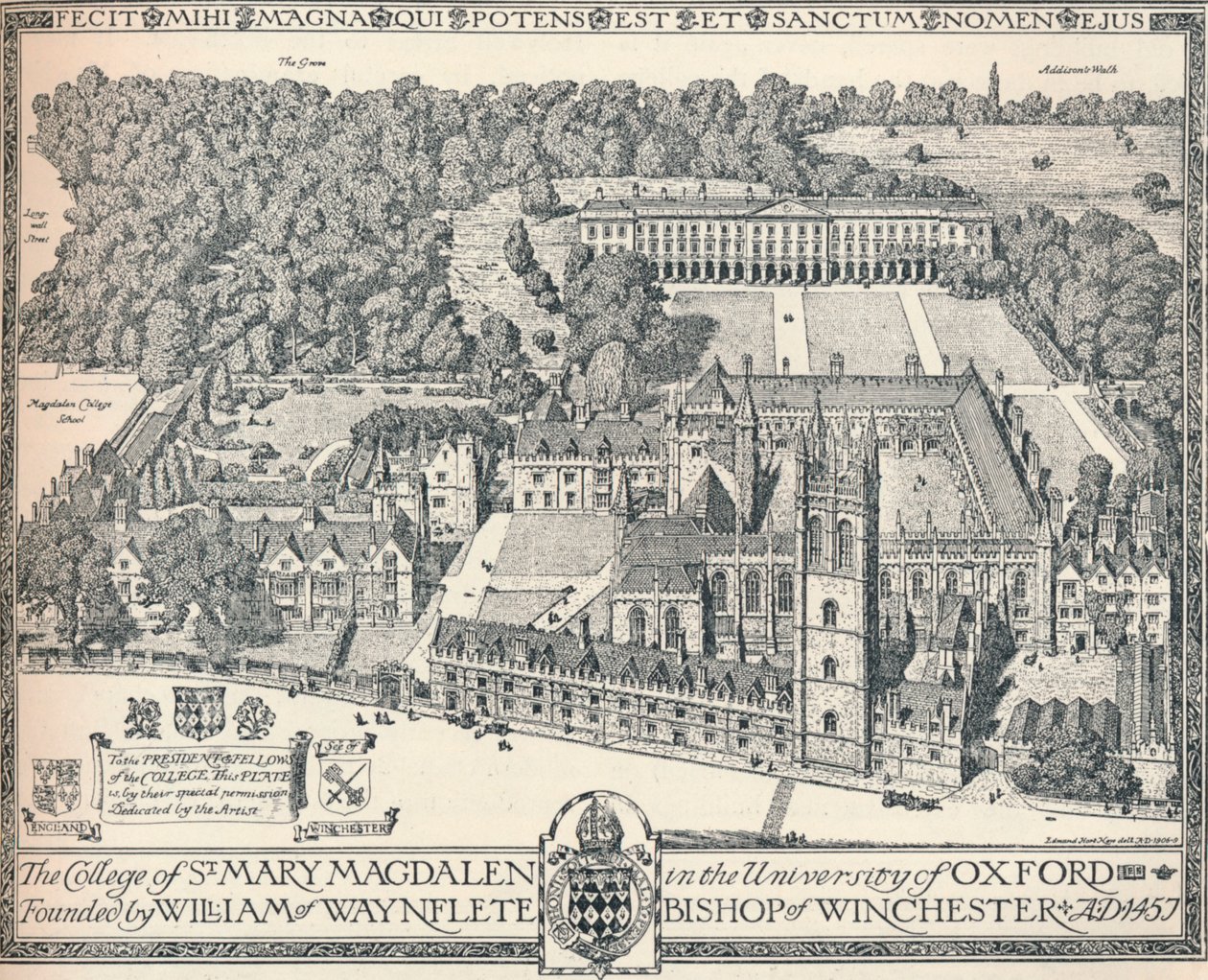 Magdalen College, Oxford, 1905 tekijältä Edmund Hort New