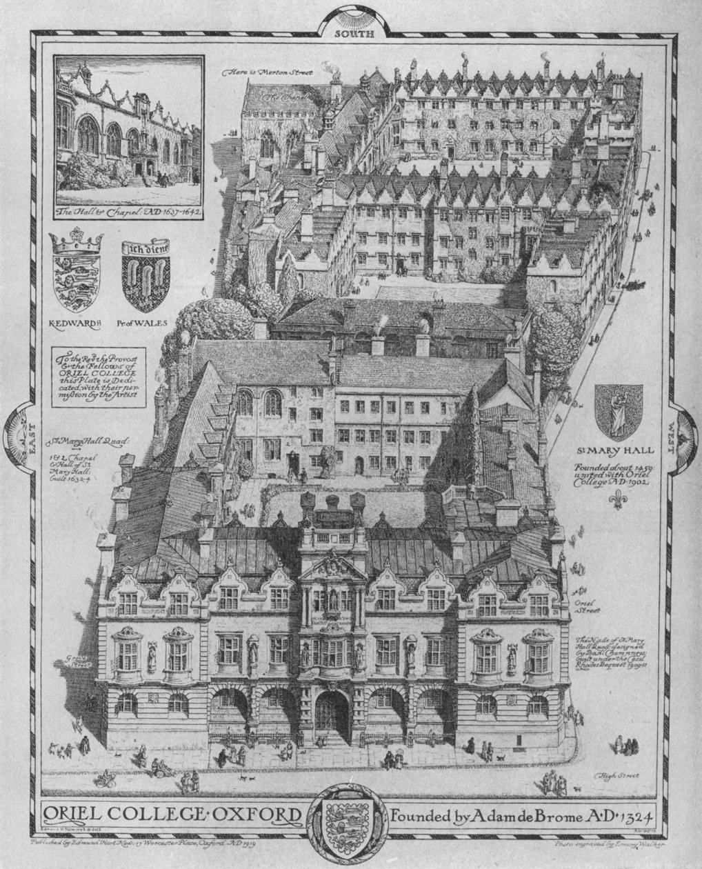 Oriel College, Oxford, 1919 tekijältä Edmund Hort New