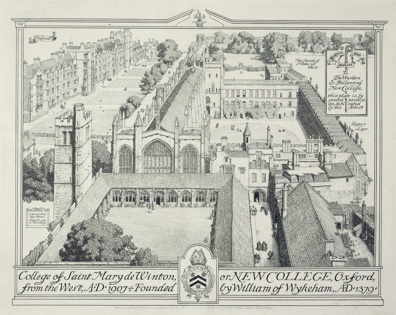 College of St Mary de Winton tai New College, 1928 tekijältä Edmund Hort New