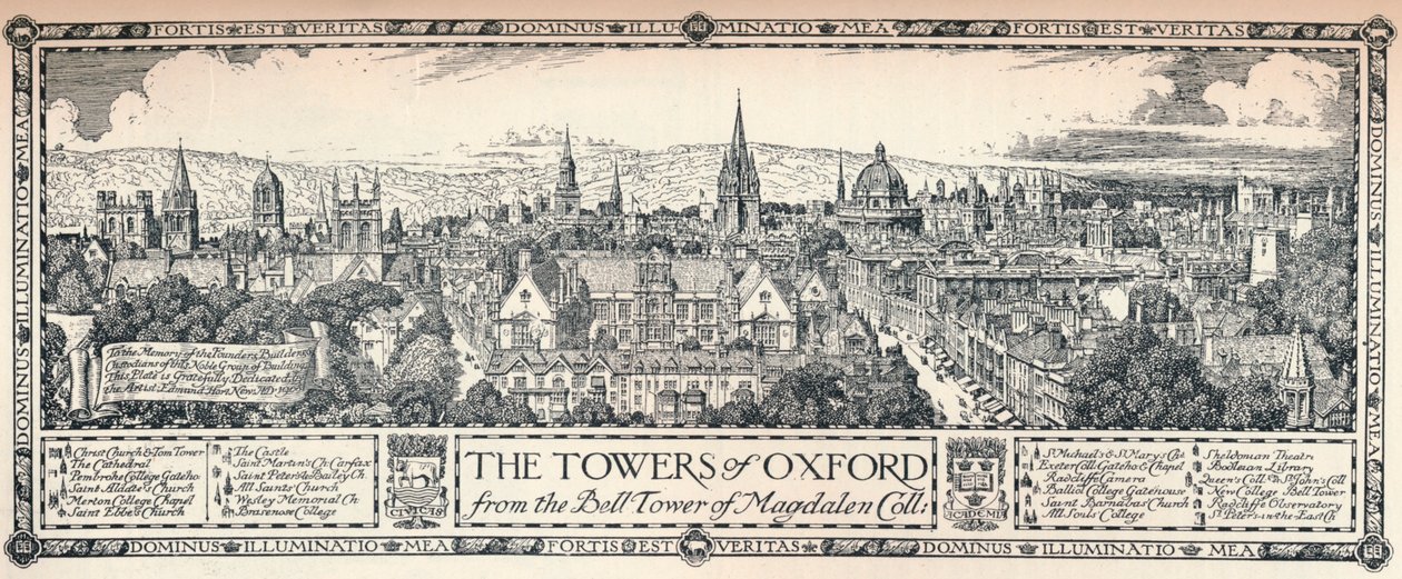 Oxfordin tornit, 1905 tekijältä Edmund Hort New