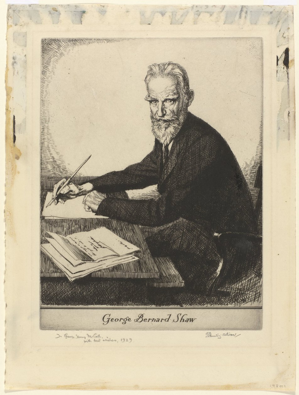 Muotokuva George Bernard Shaw George Bernard Shaw (otsikko esineessä) tekijältä Edmund Joseph Sullivan (signed by artist)