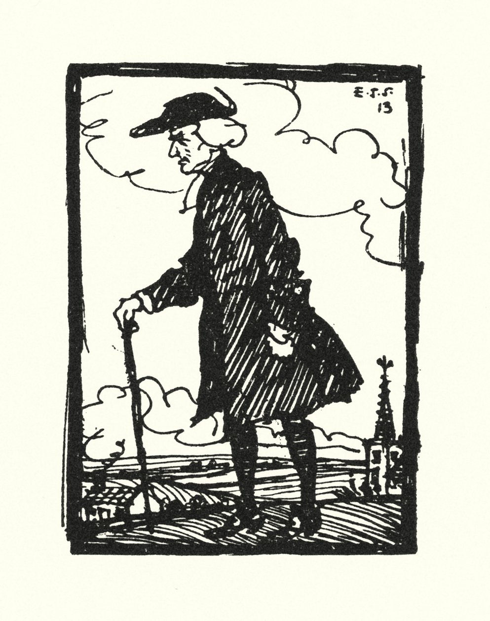 Kuvitus Oliver Goldsmithin teokseen The Vicar of Wakefield (värilitho) tekijältä Edmund Joseph Sullivan