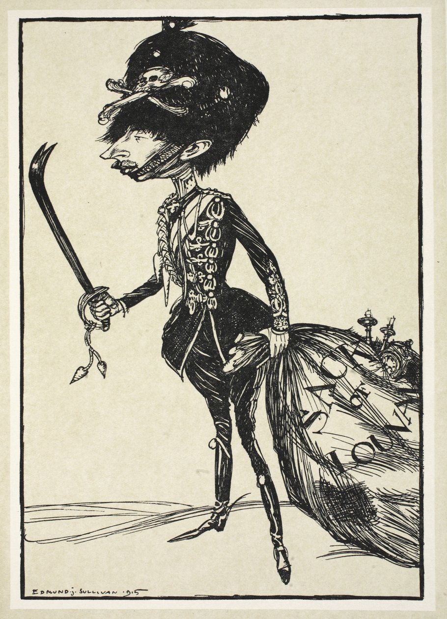 Hohenzollernin toivo ("Hyvä saksalainen miekka"), kuvitus Edmund J. Sullivanin Keisarin seppeleestä, pub. 1916 tekijältä Edmund Joseph Sullivan