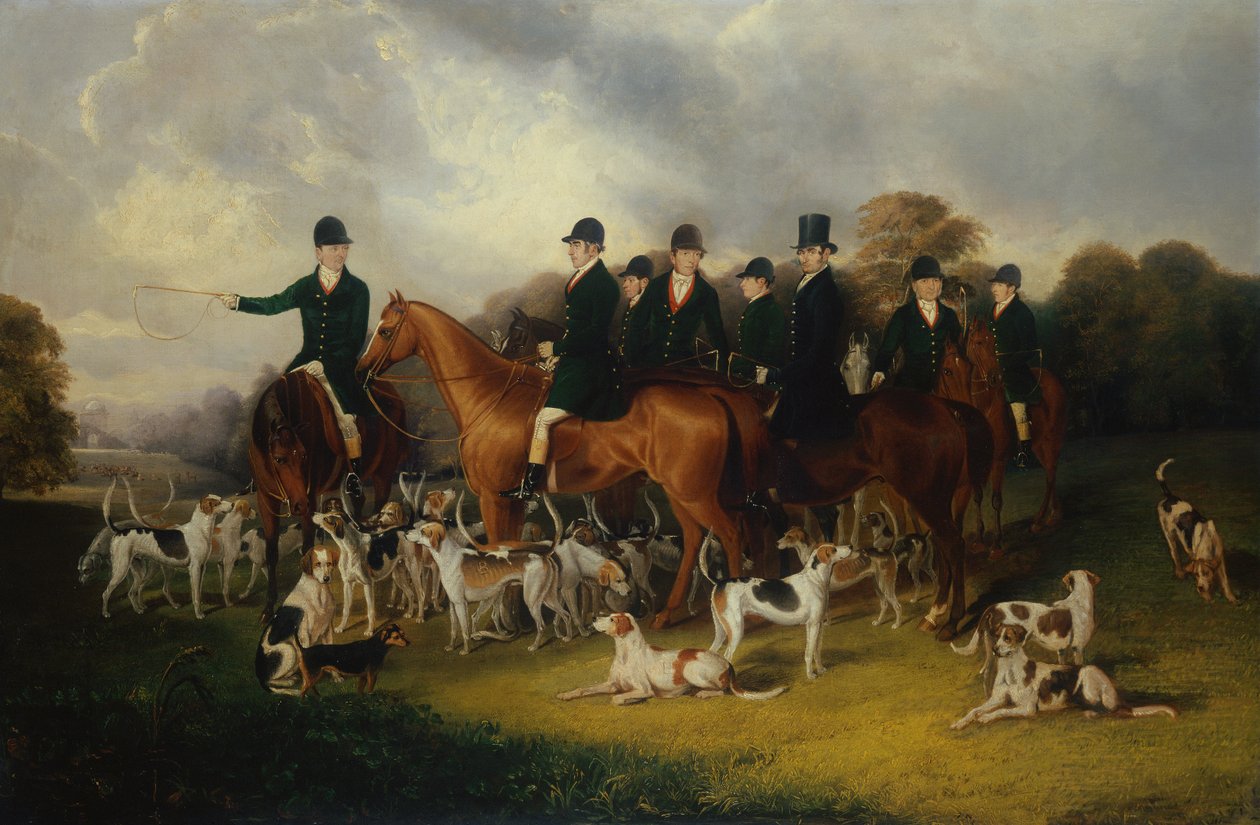 Beaufort Hunt sulkapallossa W. Longin kanssa Wandering Boyssa (öljy kankaalle) tekijältä Edmund Jr Havell