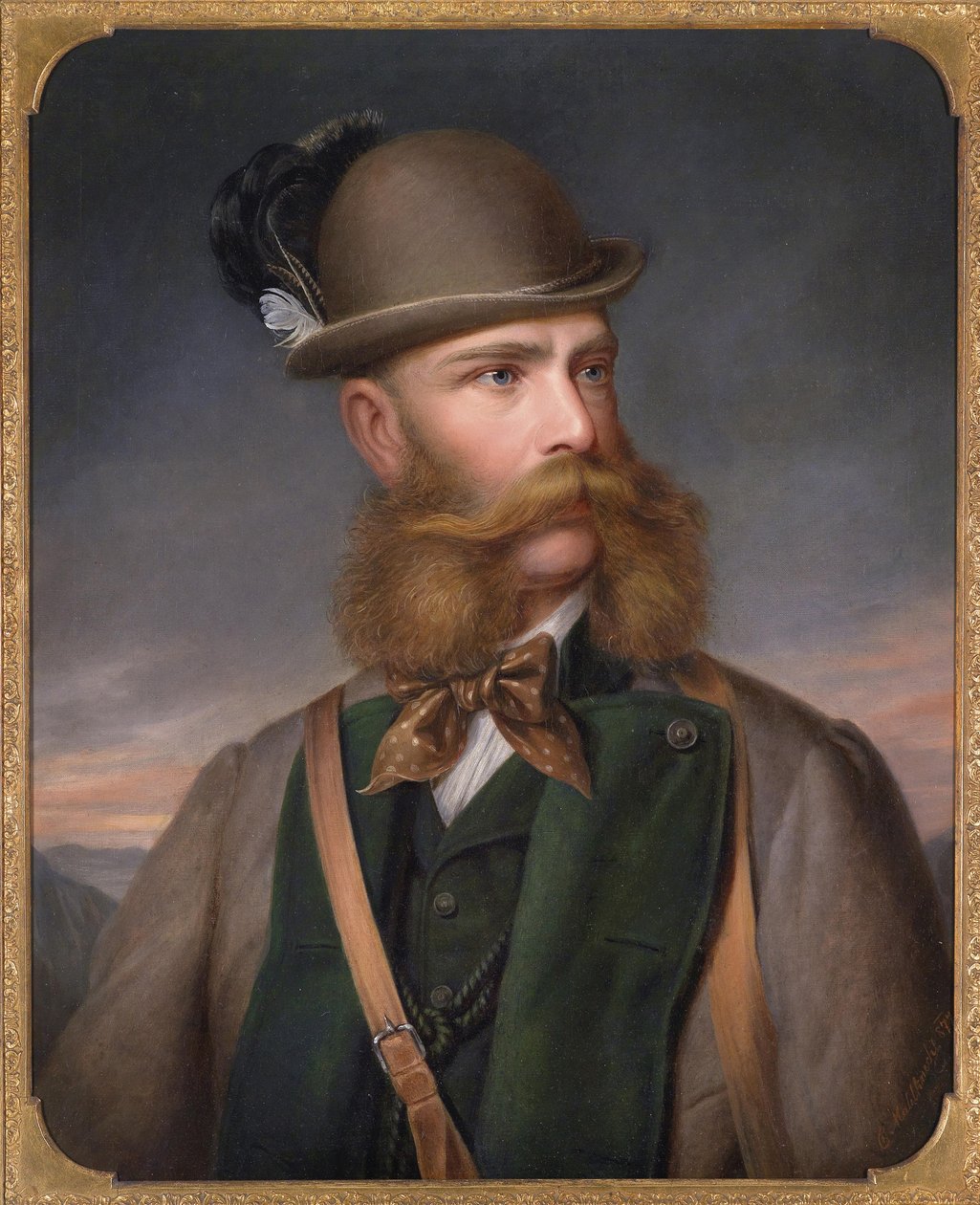 Itävallan Franz Joseph I:n muotokuva metsästyspuvussa, 1877 tekijältä Edmund Mahlknecht