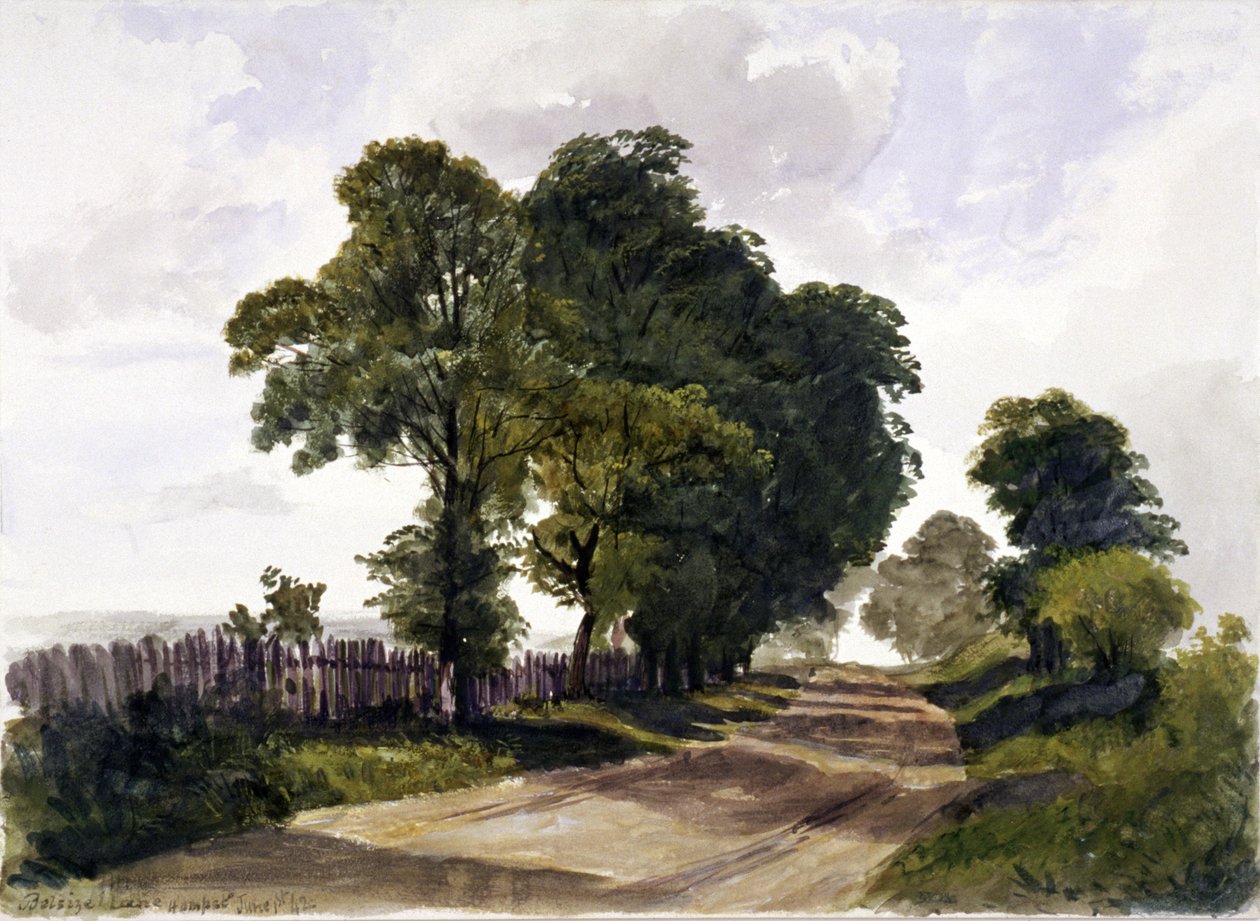Belsize Lane, Hampstead, Lontoo, 1842 tekijältä Edmund Marks