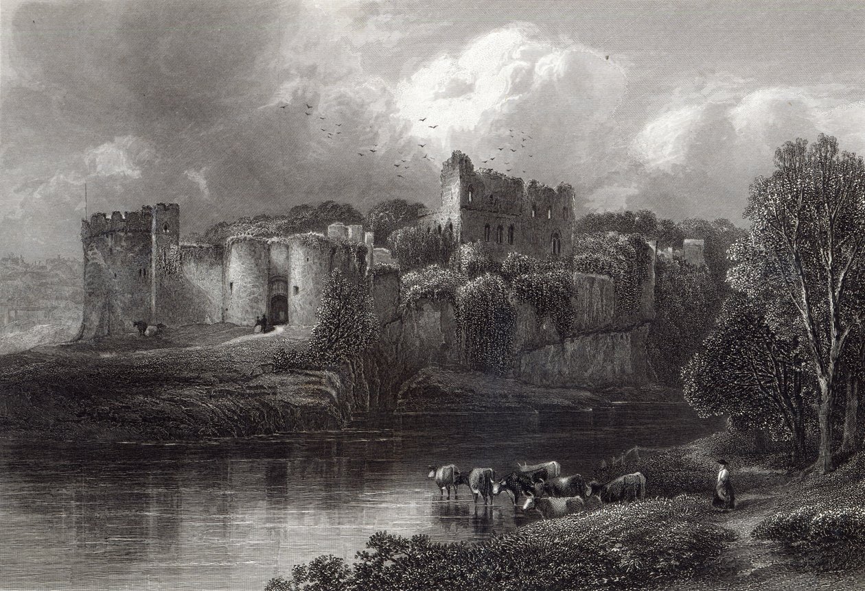 Chepstow Castle, kaiverrus R. Hinshelwood, painatus Cassell und Company Ltd tekijältä Edmund Morison Wimperis