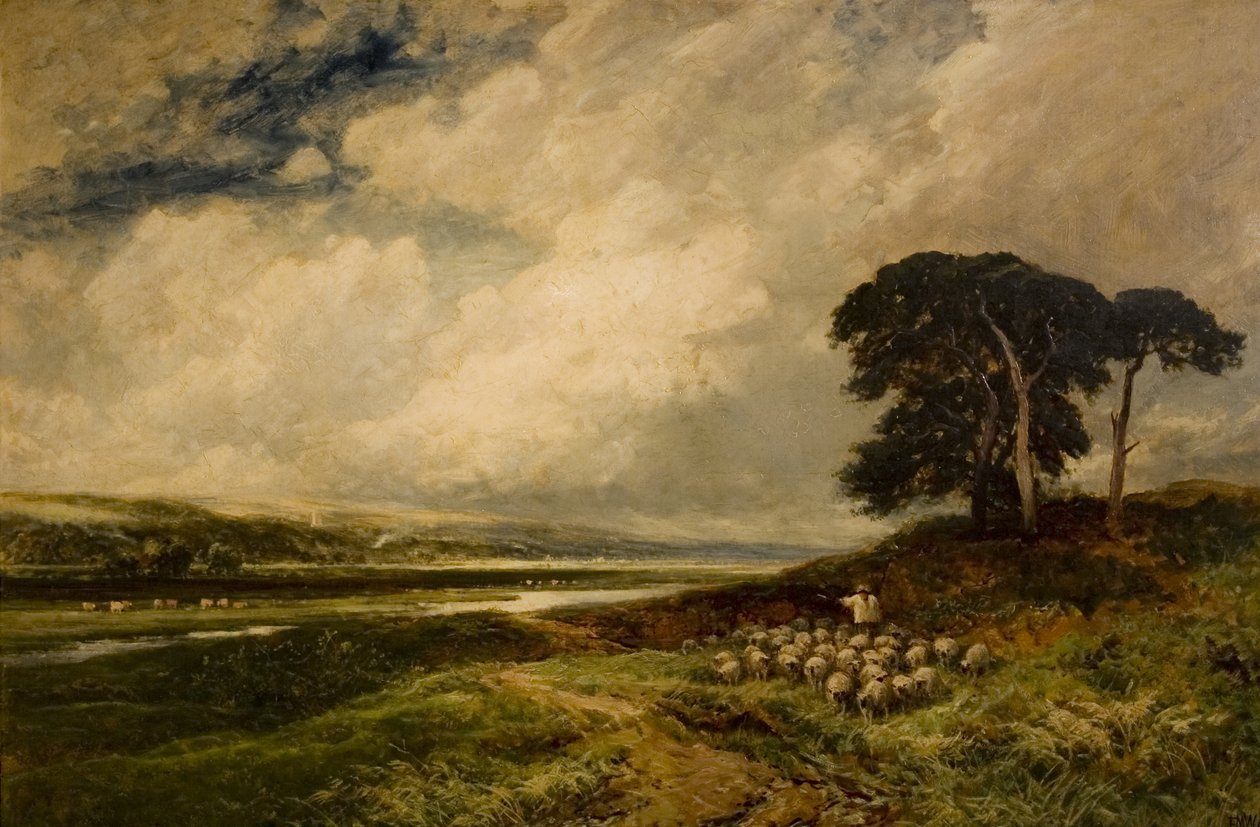 Maisema lampaiden kanssa, 1899 tekijältä Edmund Morison Wimperis