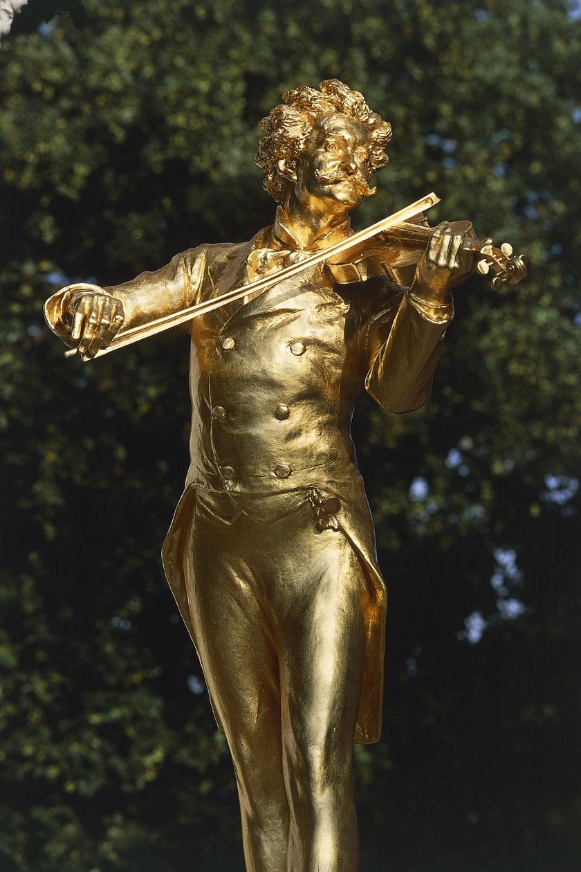 Muusikon patsas, Johann Straussin patsas, Wien, Itävalta tekijältä Edmund Ritter von Hellmer