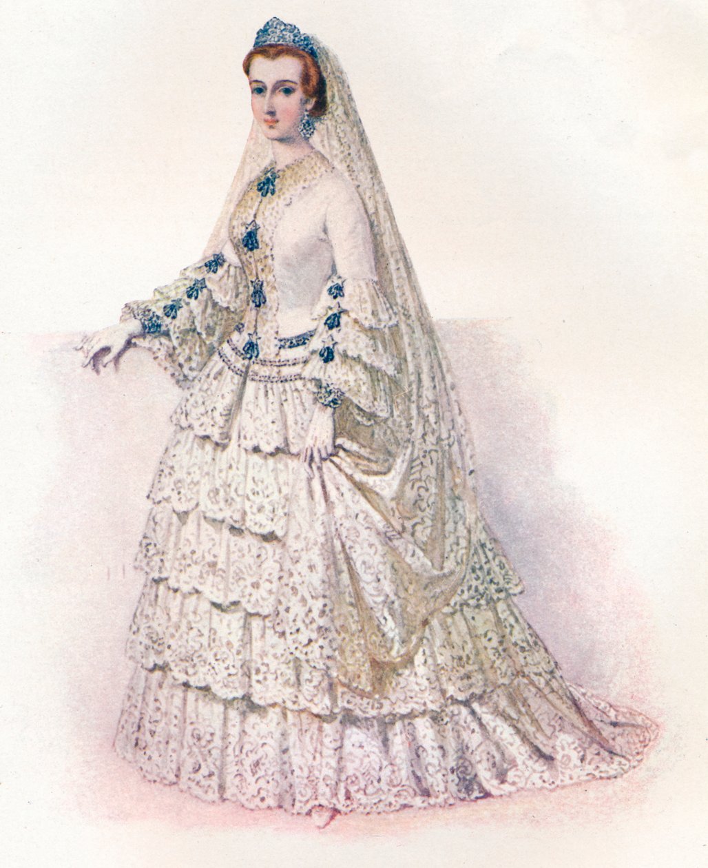Keisarinna Eugenie morsiuspuvussaan, 1853, 1902 tekijältä Edmund Thomas Parris