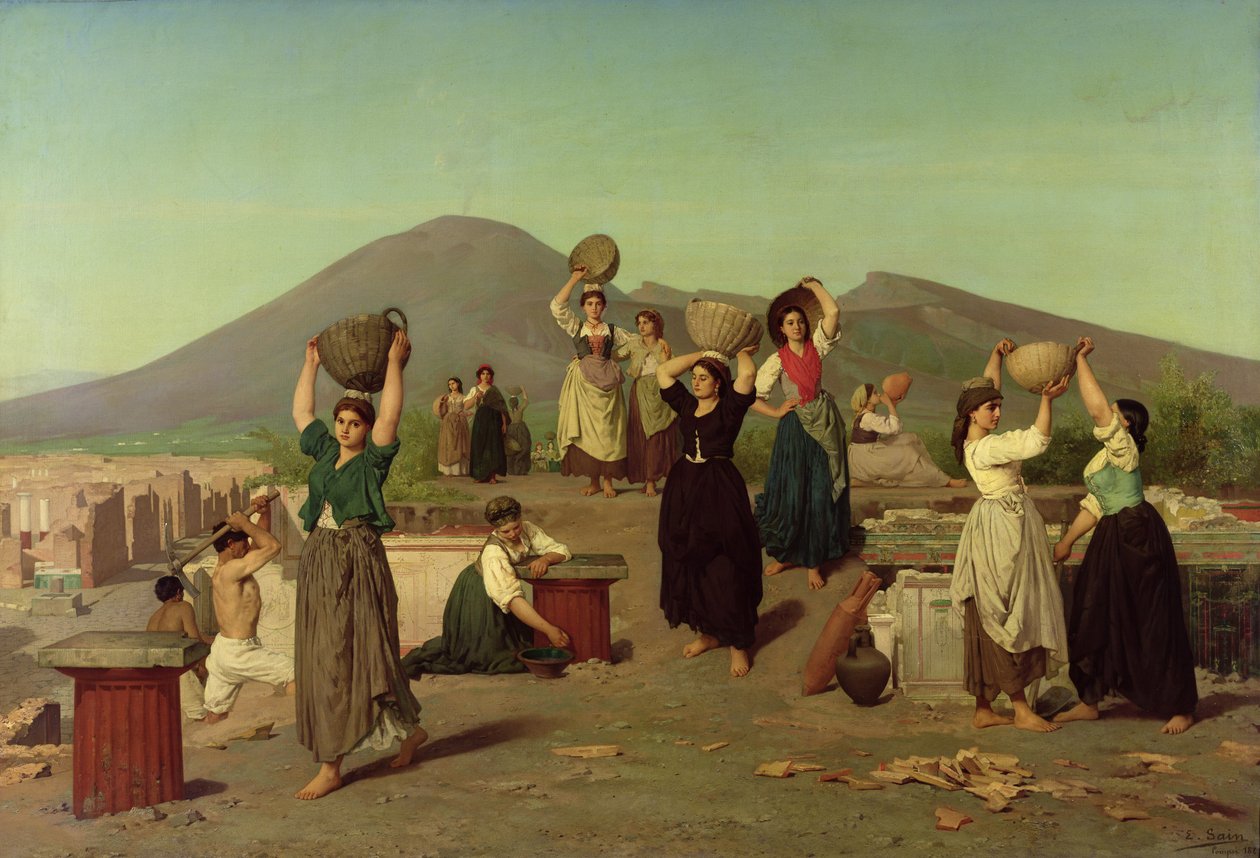 Pompejin kaivaukset, 1865 tekijältä Edouard Alexandre Sain