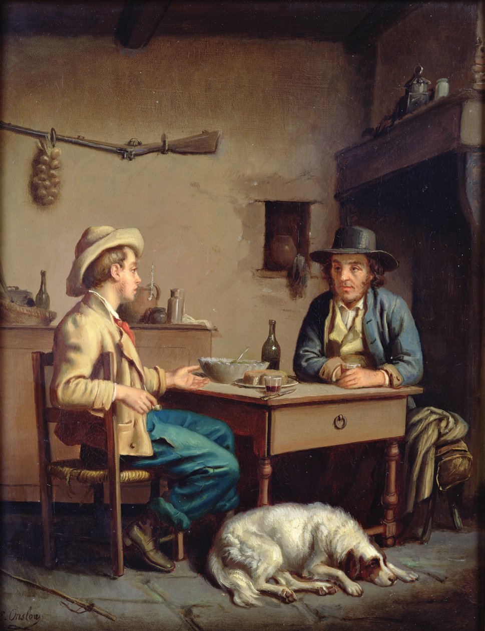 Talonpojan mökin sisustus, n.1903 tekijältä Edouard Amable Onslow