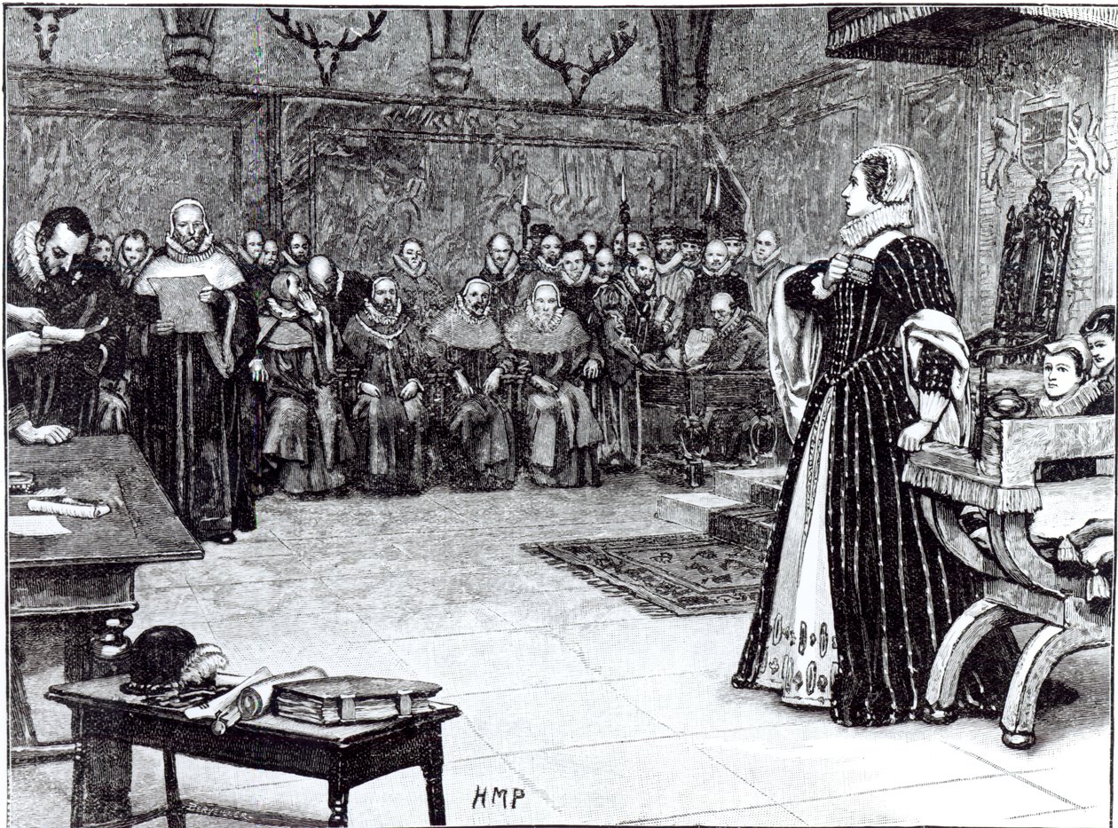 Skotlannin kuningattaren Marian (1542-87) oikeudenkäynti Fotheringhayn linnassa tekijältä Edouard Berveiller