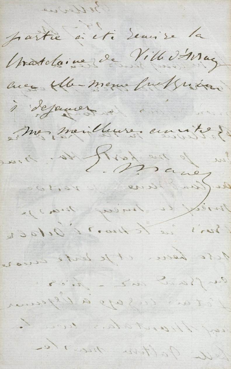Toinen sivu taidemaalari Manetin kirjeestä ystävälleen ja mallilleen Mery Laurentille, 1880 tekijältä Édouard Manet