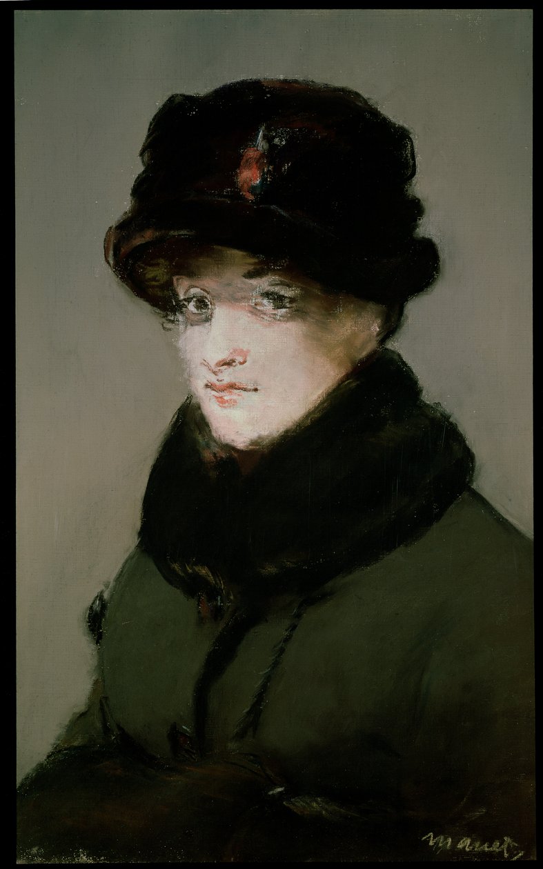 Mery Laurent (1849-1900) karvakaulusneuletakissa, 1882 (pastelli kankaalle) tekijältä Édouard Manet