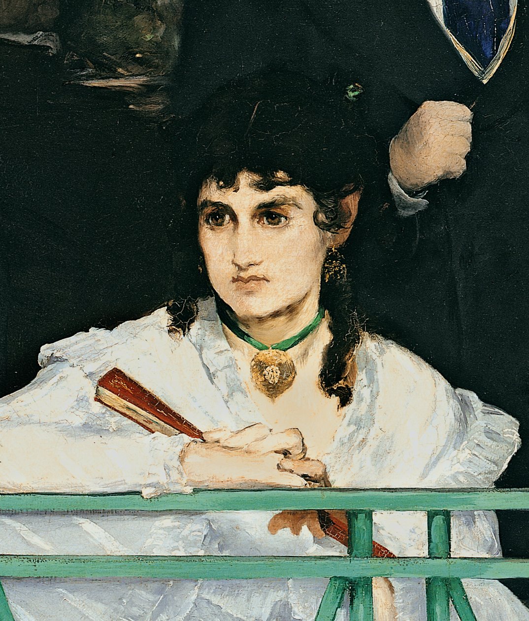 Parveke, 1868-9 öljy kankaalle yksityiskohta kuvasta 967. tekijältä Édouard Manet