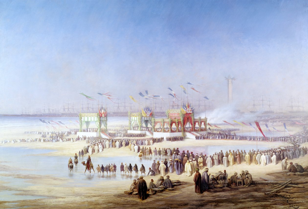 Suezin kanavan avajaiset keisarinna Eugenie (1826-1920) 17. marraskuuta 1869 tekijältä Edouard Riou