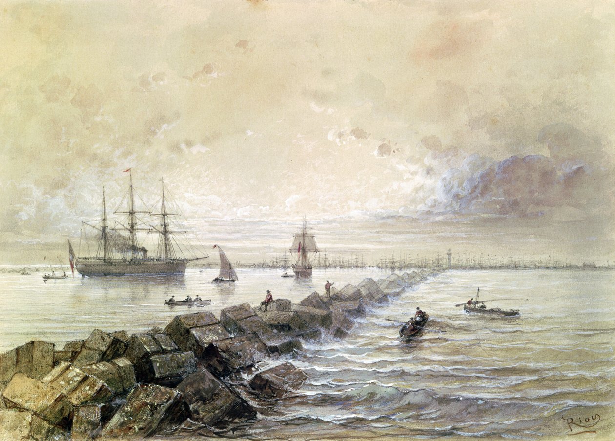 Suezin kanava, matkamuistoalbumista, jolla muistetaan keisarinna Eugenien matkaa (1827-1920) avajaisissa vuonna 1869 tekijältä Edouard Riou