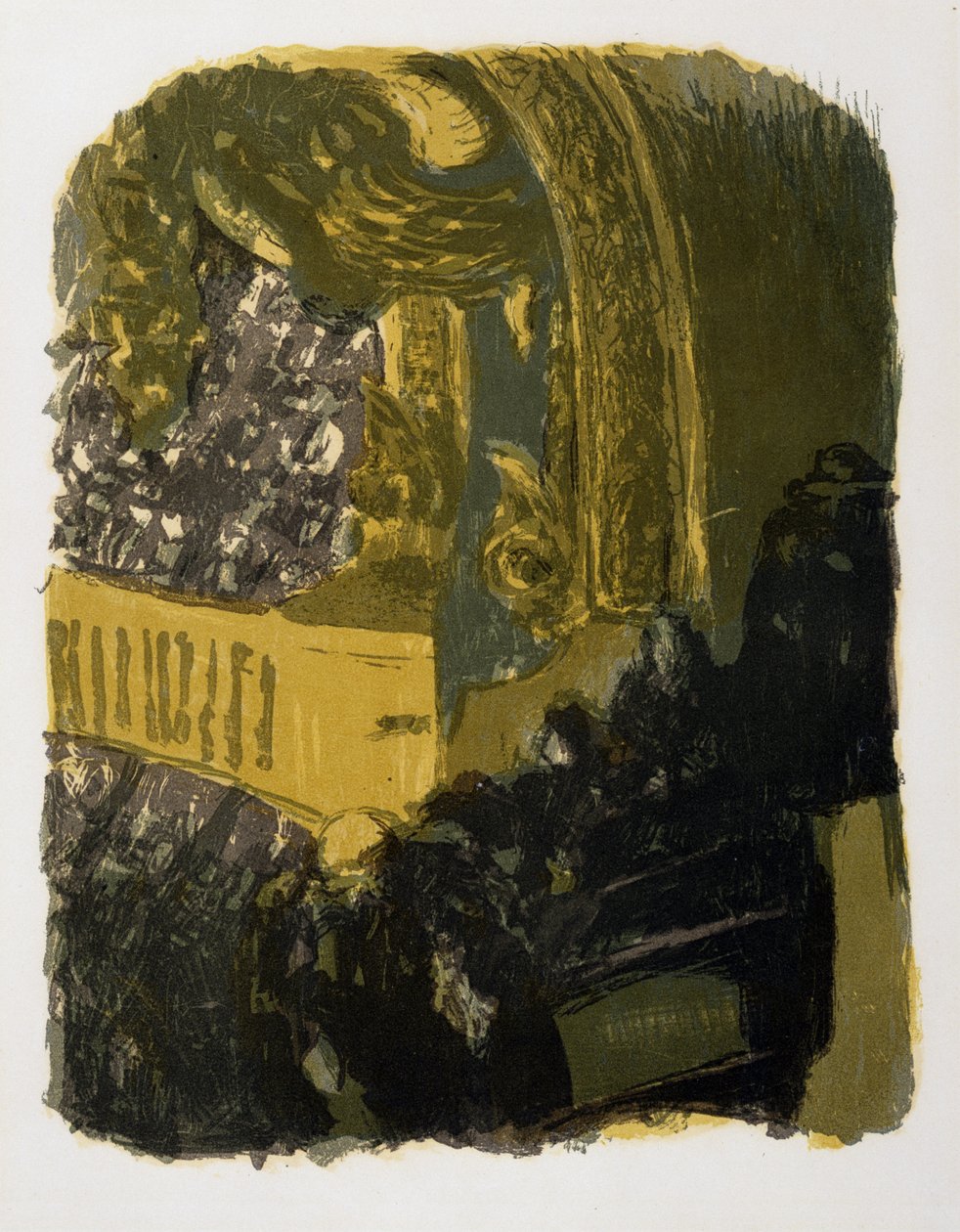 Teatterin parveke, 1900 (värilitho kudottupaperille) tekijältä Edouard Vuillard