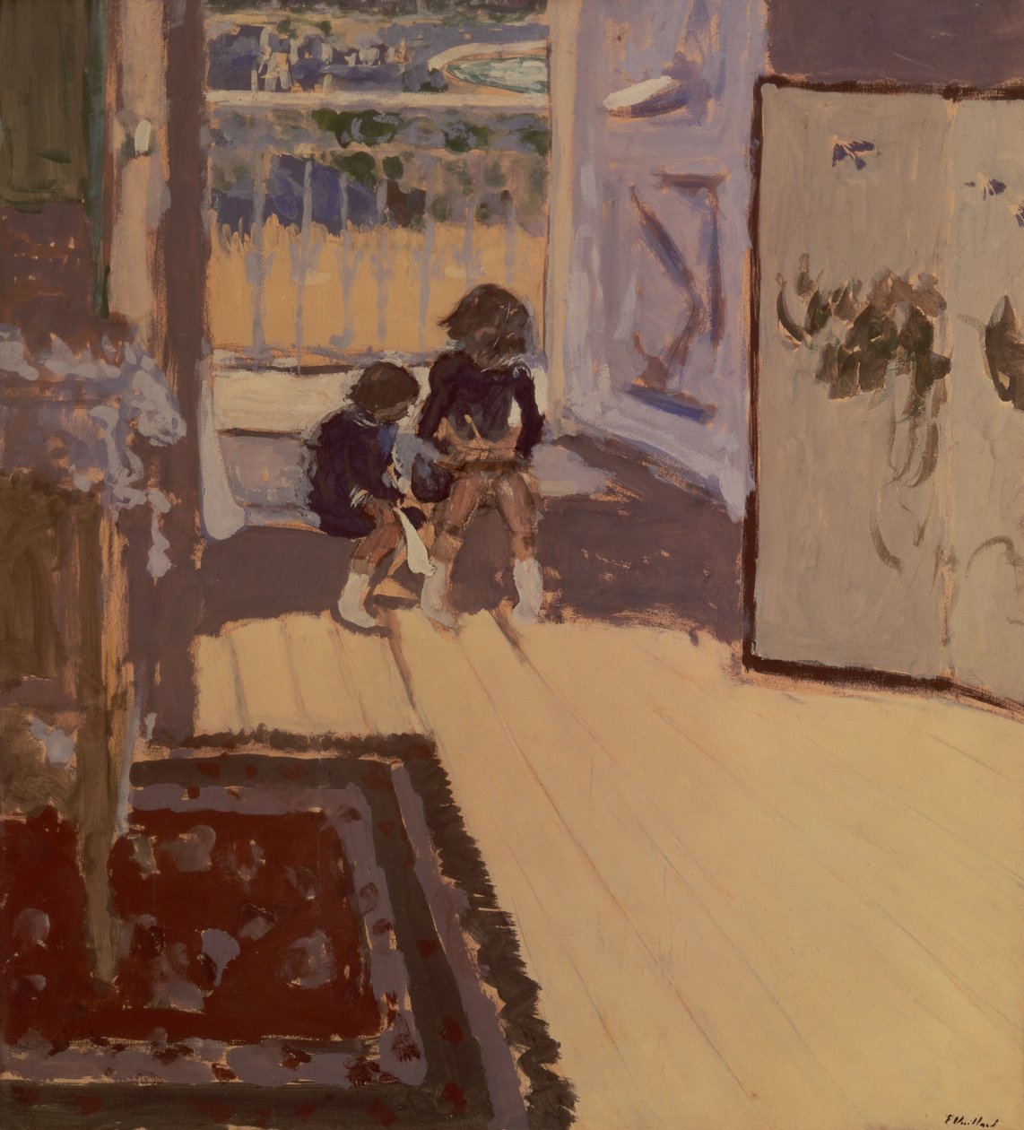 Lapset huoneessa, 1893 (öljy pahville) tekijältä Edouard Vuillard