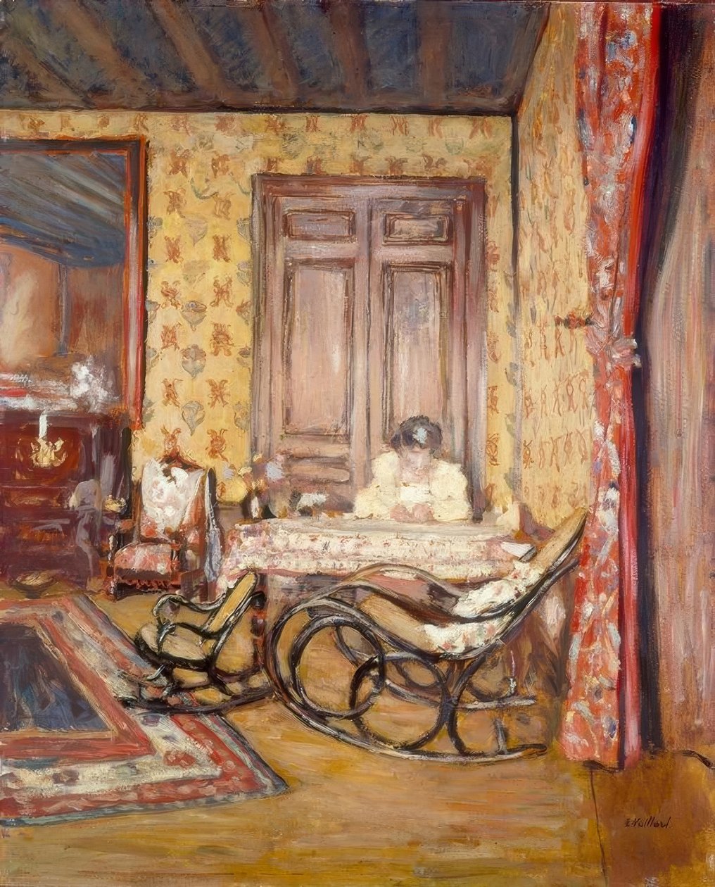 Sisätilat ja keinutuoli tekijältä Edouard Vuillard