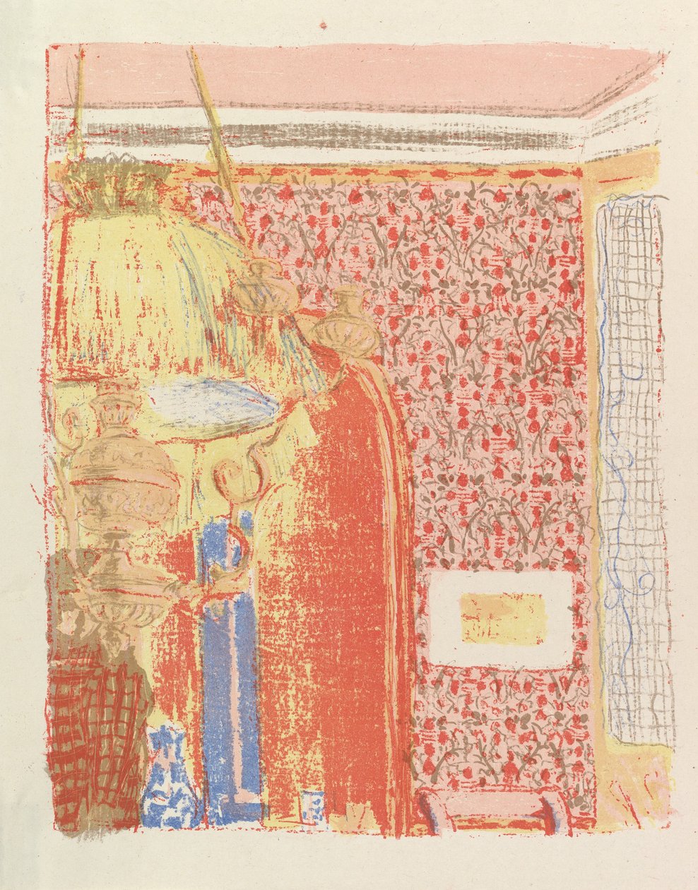 Sisustus Pink Wallpaper II:lla, sarjasta Maisemat ja sisätilat, 1899 tekijältä Edouard Vuillard