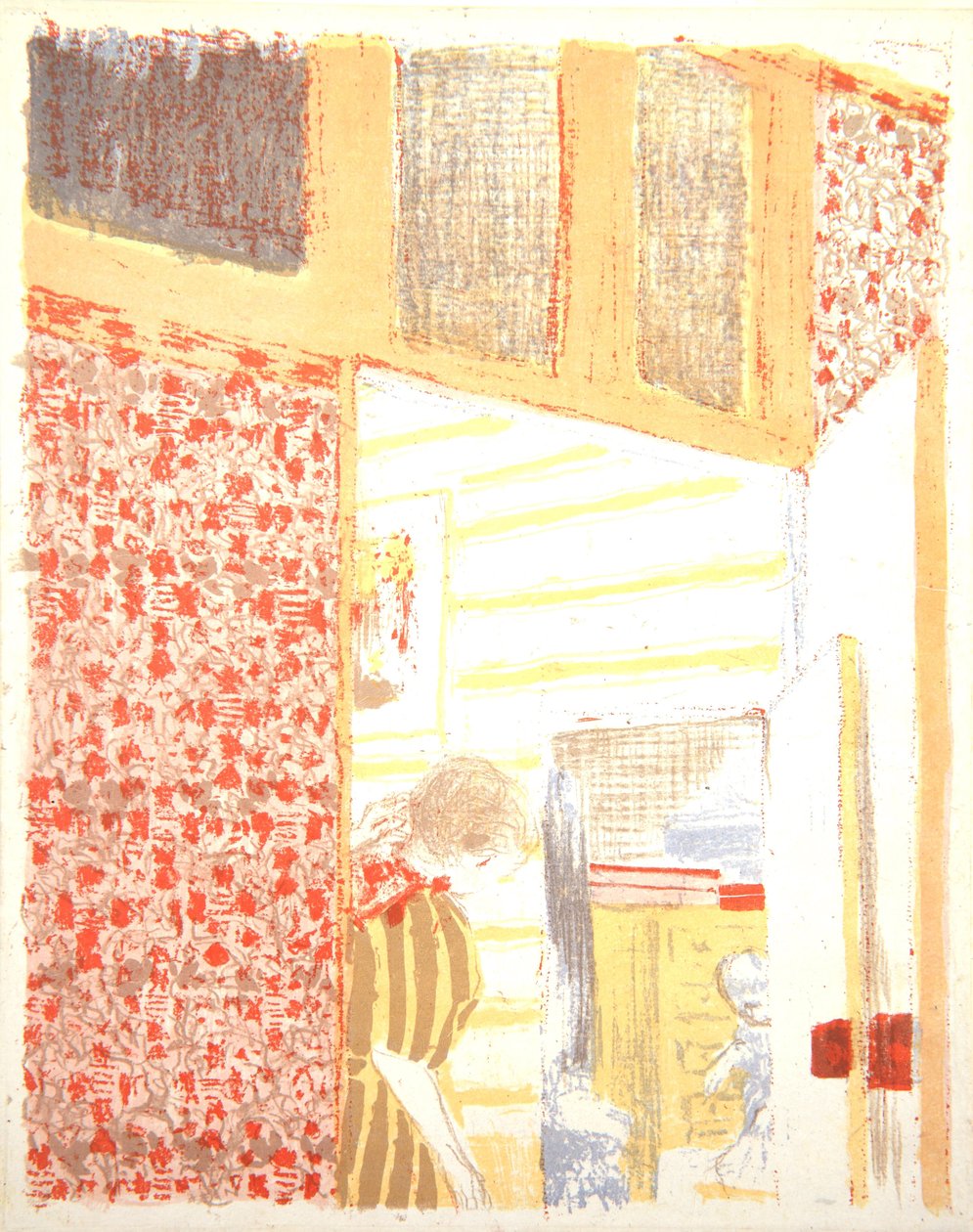 Sisustus vaaleanpunaisella tapetilla III, 1899 tekijältä Edouard Vuillard