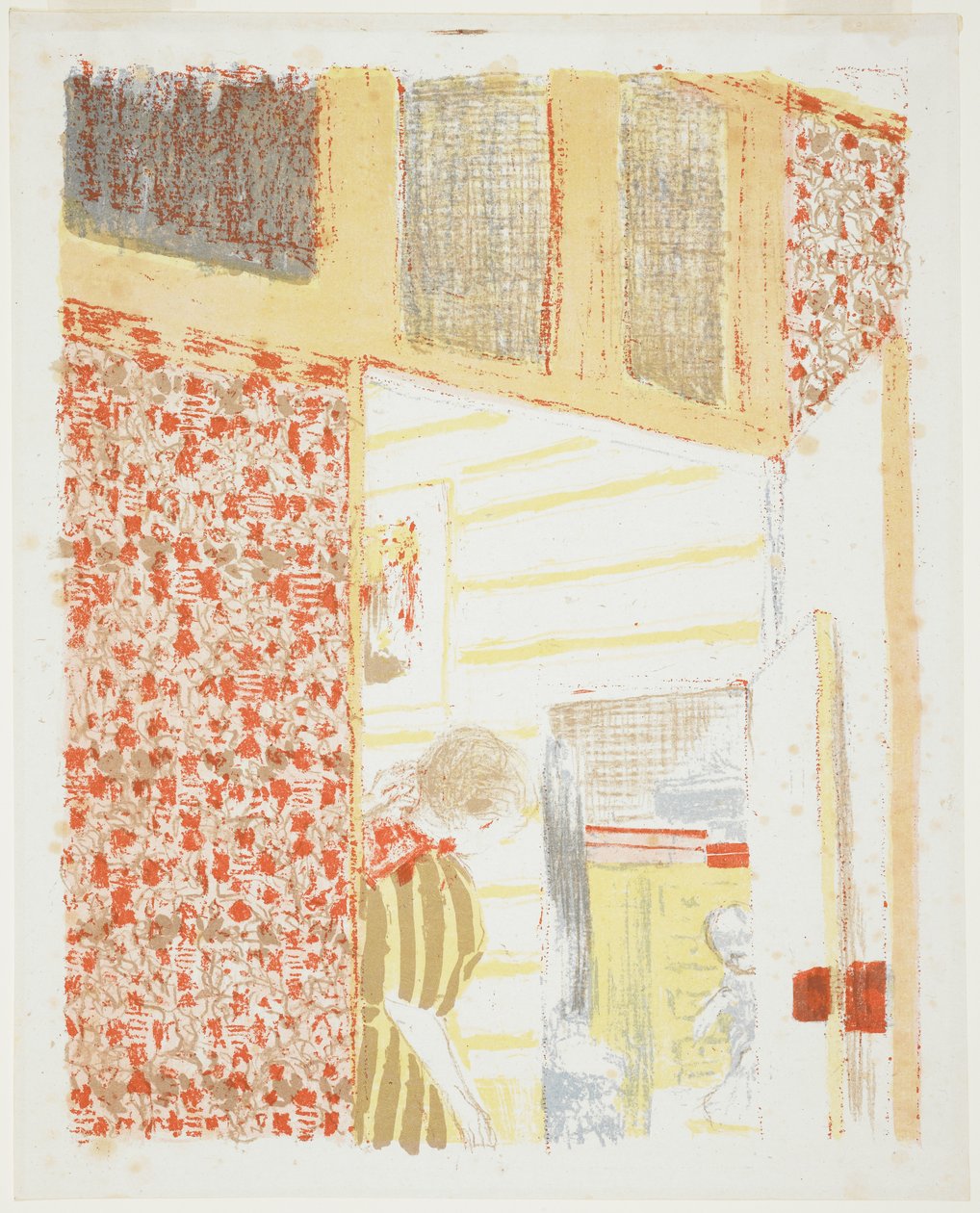 Sisustus vaaleanpunaisilla verhoilla III, 1899 tekijältä Edouard Vuillard