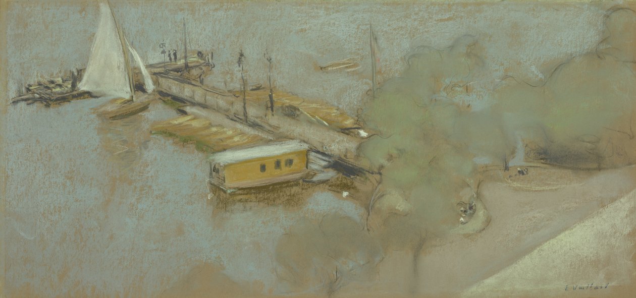 Aussenalsterin laituri, 1913 (pastelli kortilla) tekijältä Edouard Vuillard