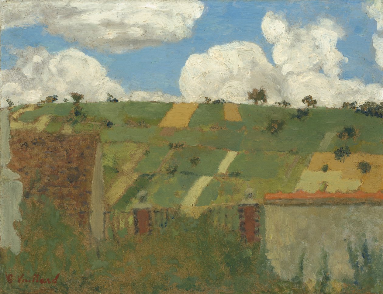 Ile-de-Francen maisema, n. 1894 (öljy pahville) tekijältä Edouard Vuillard