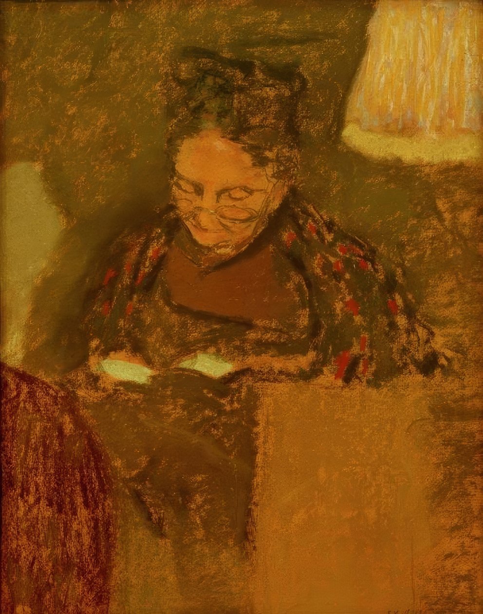 Madame Vuillard lisant à la lumière d’un lampe tekijältä Edouard Vuillard